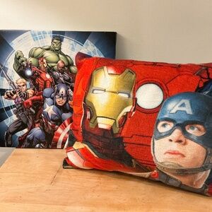 Avengers Printed Canvas Wall art and Kids Avengers Pillow